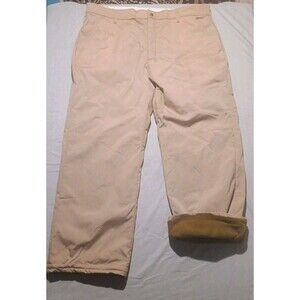 Vtg Orvis Mens 42X31 Polyfleece Nylon Khaki Pants Fleece Lined Made In USA